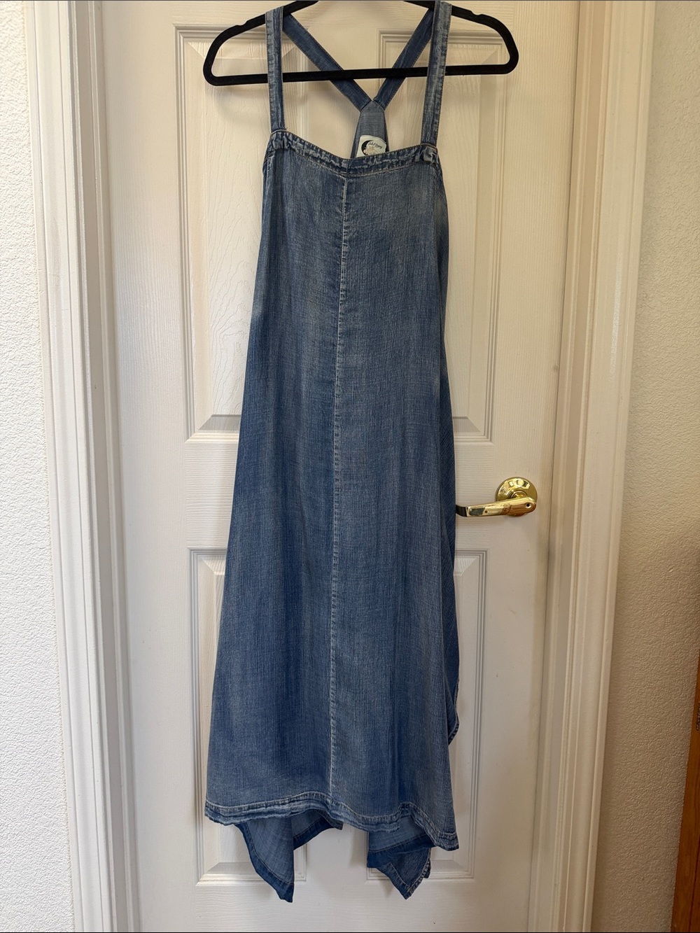Jaded Gypsy Denim Crossback Maxi Jumper asymetrical Dress - Blue S/M